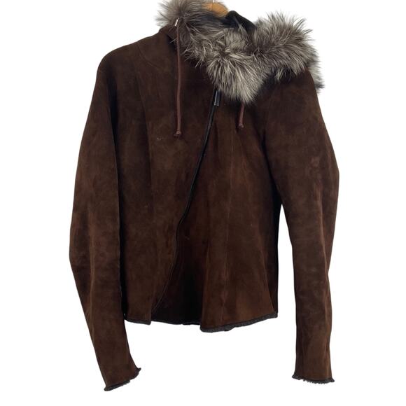 Great Greenland Jackets & Blazers - Great Greenlands Brown sherpa suede fur hood jacket